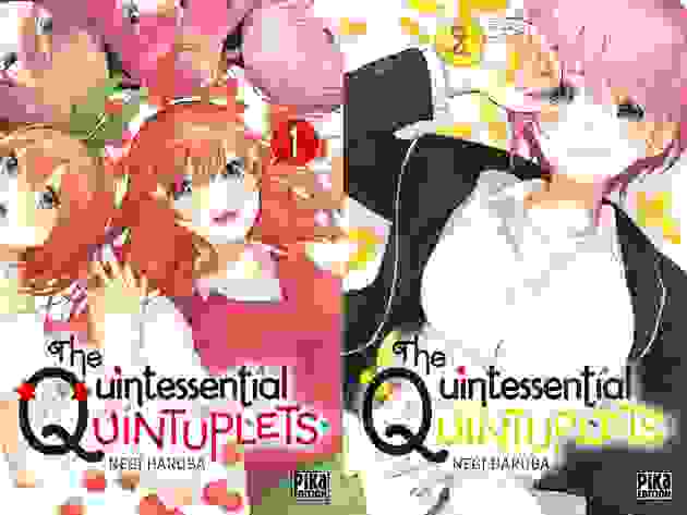 Couverture des deux premiers tomes de The Quintessential Quintuplets